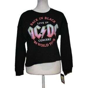 AC/DC Back in Black ’80 World Tour Cropped Sweatshirt Women’s Size Large L NEW
